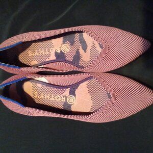 Rothys slip ons, salmon pink and navy size w9
